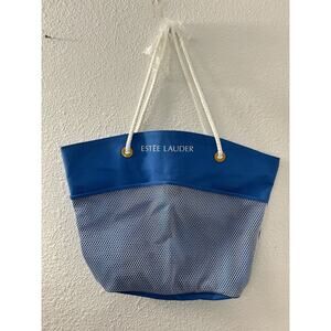 Vintage Estee Lauder‎ Blue Nautical Beach Bag Large Tote